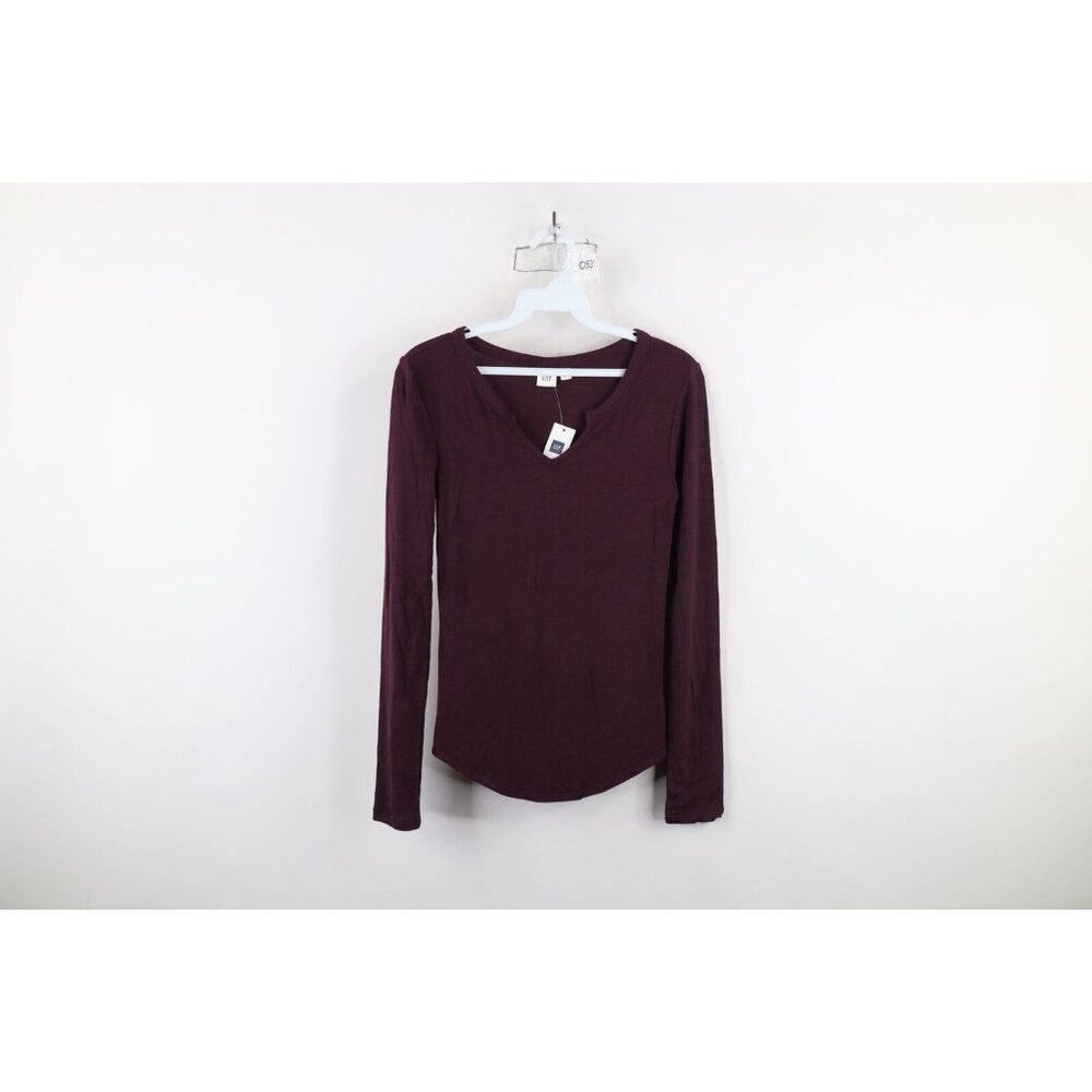 Deadstock Vintage Y2K Gap Womens XS Babydoll Thermal Ribbed Knit T-Shirt Purple